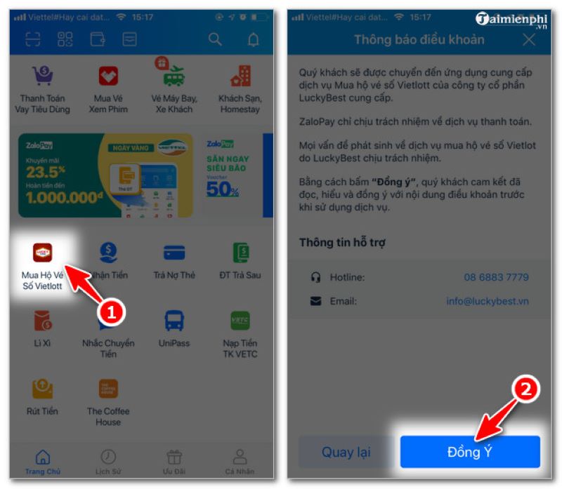 Cách mua Vietlott online bằng Zalopay