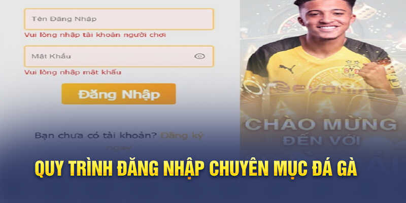 Quy trình đăng nhập chuyên mục Đá gà