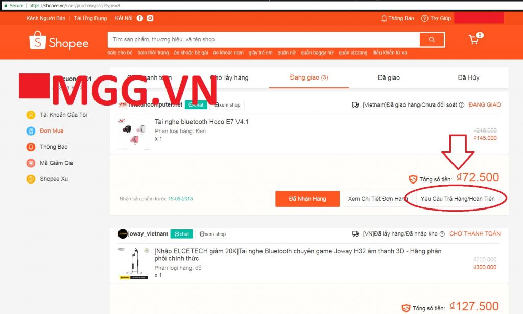 Cách hoàn hàng trên shopee