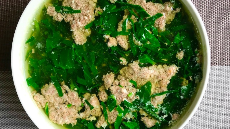 Canh cua mồng tơi