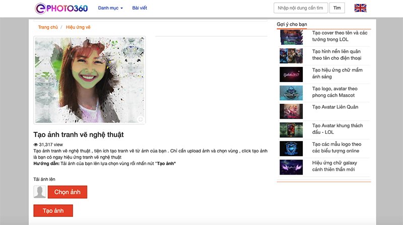 Chuyển ảnh thành tranh online