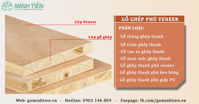 Gỗ ghép cao su phủ veneer sồi
