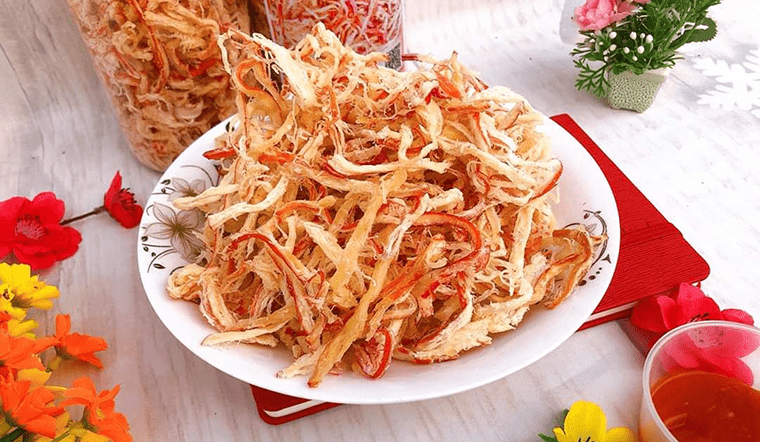 Mực xé hấp nước dừa