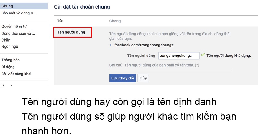 Tên người dùng facebook