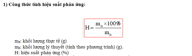 Tính hiệu suất phản ứng