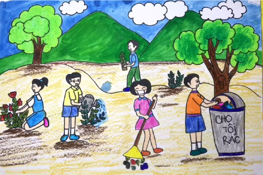Trường Tiểu học Tràng An tổng kết Cuộc thi vẽ tranh với chủ đề Cùng em  chung tay bảo vệ nguồn 