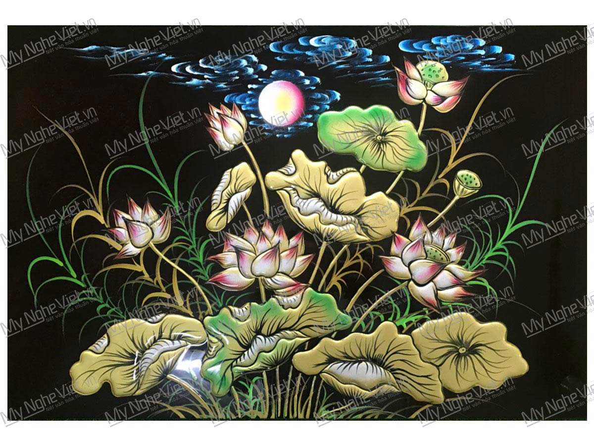 Tranh sơn mài hoa sen