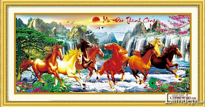 Tranh thêu chữ thập mã đáo thành công