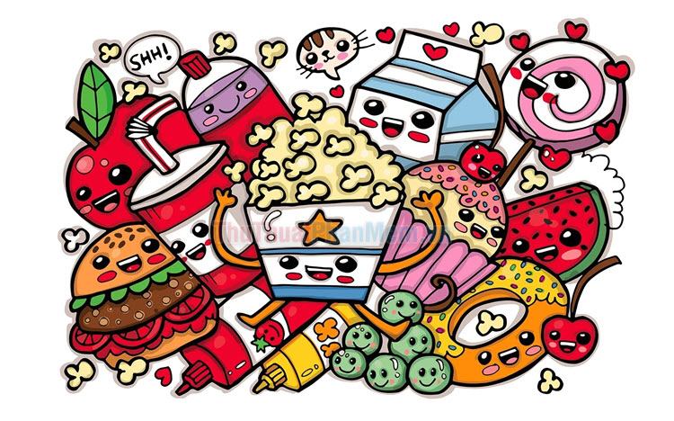 Tranh tô màu đồ ăn vặt