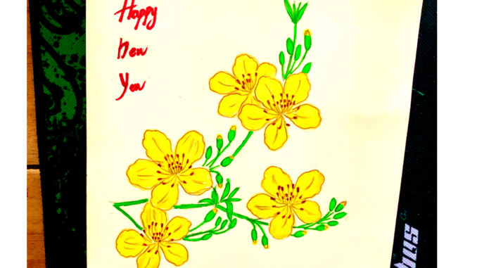 Vẽ hoa mai ngày tết