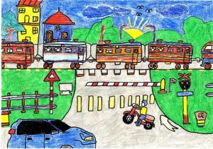 Vẽ tranh an toàn giao thông đường sắt