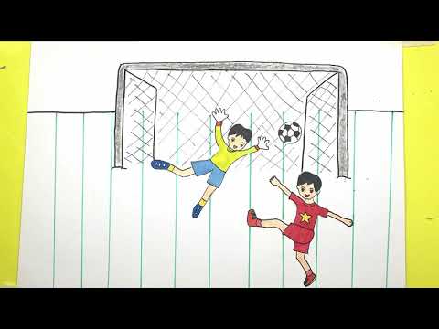 Vẽ tranh đề tài ước mơ của em đá bóng